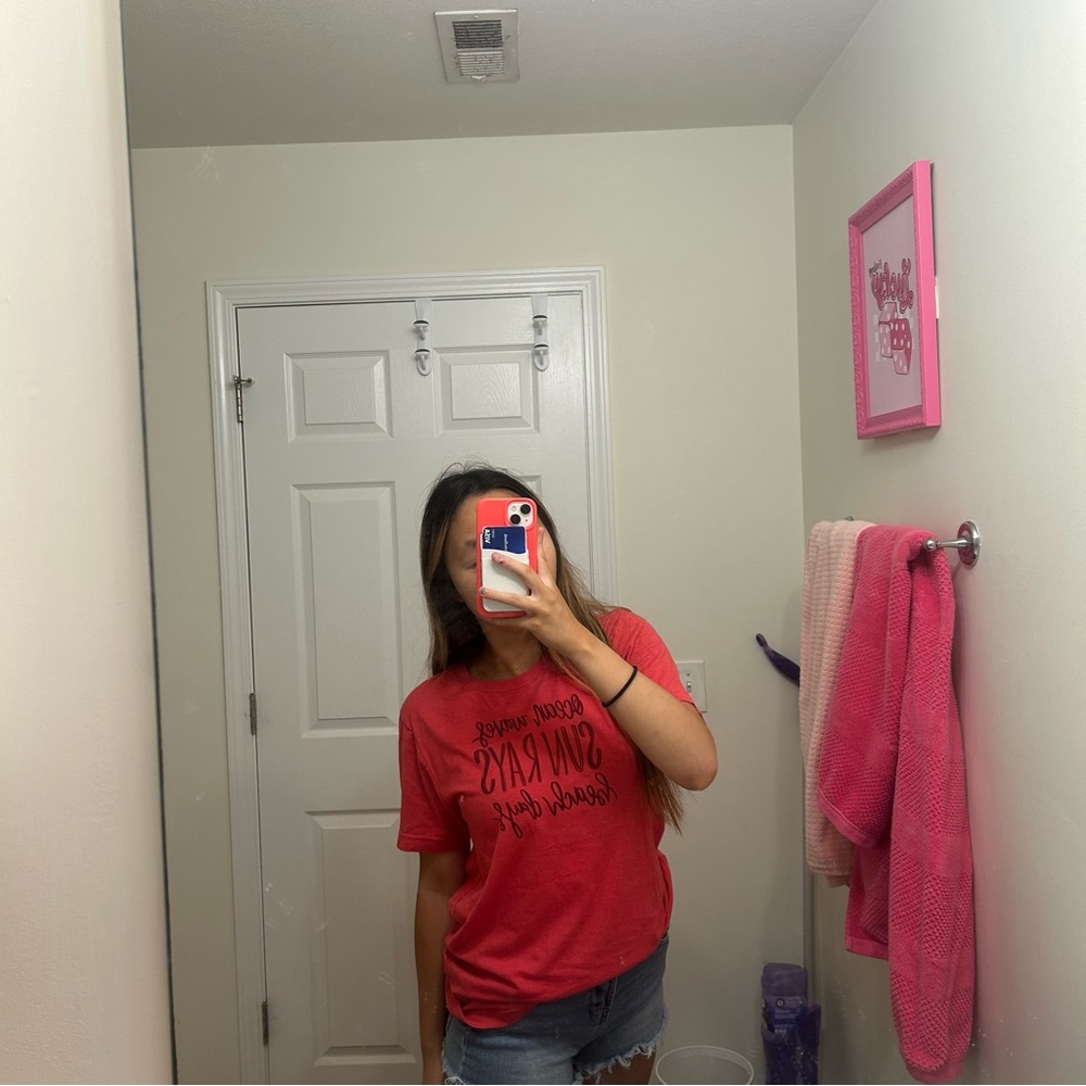 Red Graphic Tee with Black Text